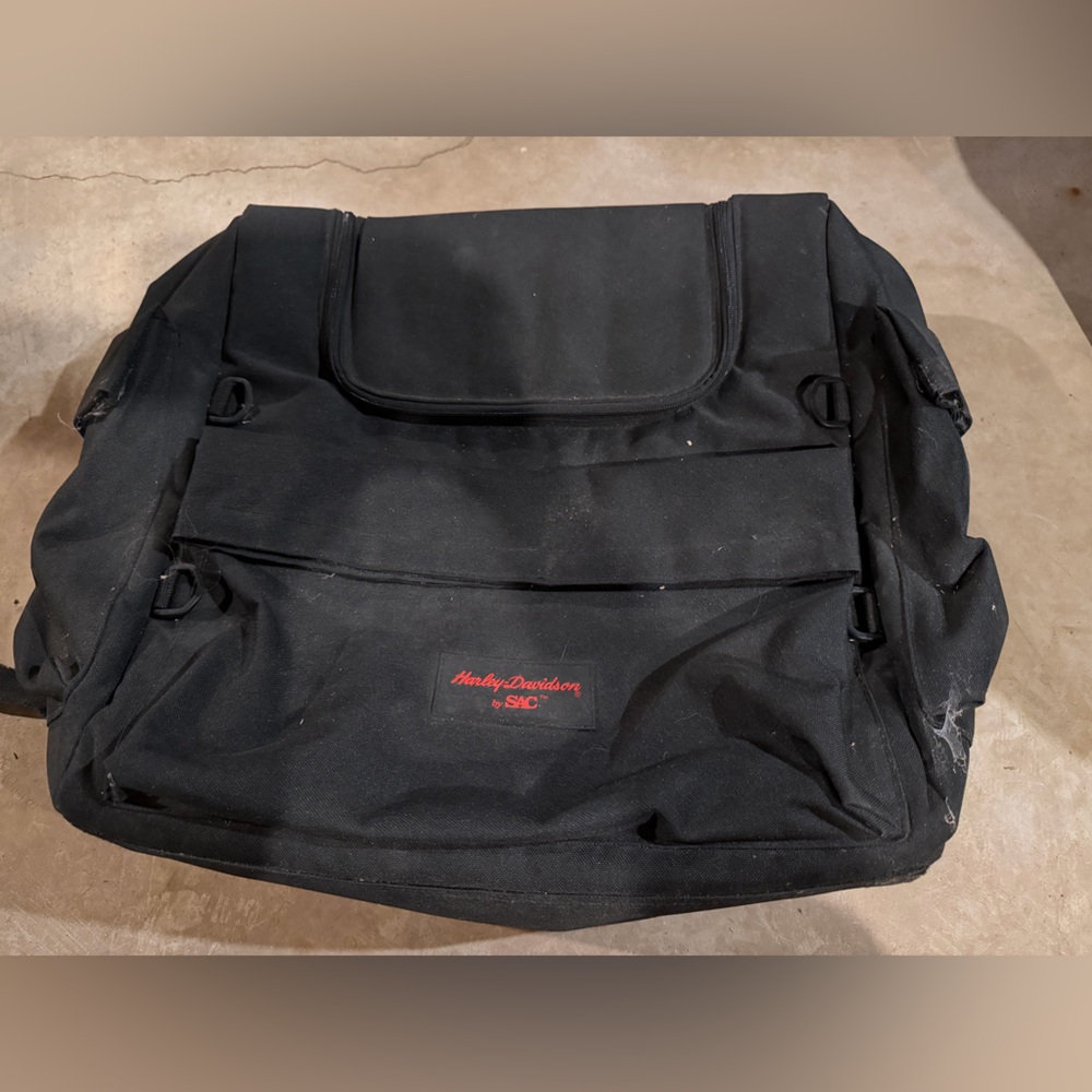 Black Harley Davidson saddle bag
